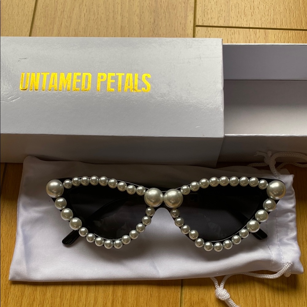 Black Pearl-Embellished Sunglasses